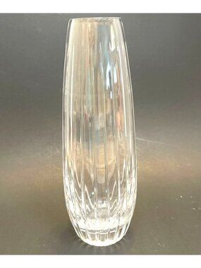 VTG Lead Crystal Bud Vase Hand Cut Ribbed Bud Flower Prism Fire MCM Minimalist